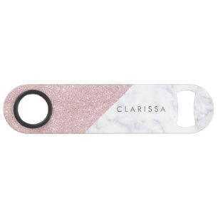 Elegant girly rose gold glitter white marble