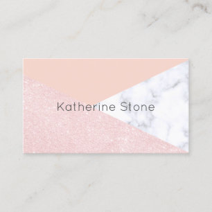 Elegant girly rose gold glitter & white marble business card