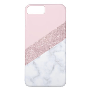 elegant girly rose gold glitter white marble pink iPhone 8 plus/7 plus case