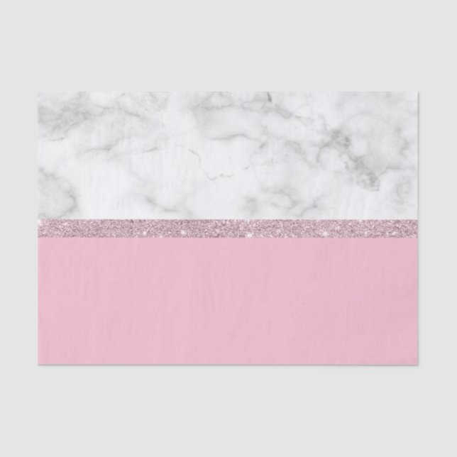 Elegant girly rose gold glitter white marble pink tissue paper (Front)