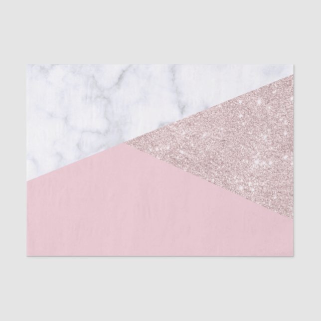 Elegant girly rose gold glitter white marble pink tissue paper (Front)