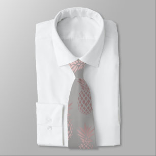 Elegant girly rose gold & grey pineapple pattern tie