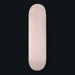 Elegant Girly Rose Gold Pink Glitter Ombre Skateboard<br><div class="desc">This elegant and chic design is perfect for the trendy and stylish woman. It features a faux printed rose pink and rose gold glitter and colour ombre gradient. It's modern, pretty, simple, and cute! ***IMPORTANT DESIGN NOTE: For any custom design request such as matching product requests, colour changes, placement changes,...</div>