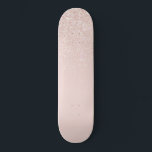 Elegant Girly Rose Gold Pink Glitter Ombre Skateboard<br><div class="desc">This elegant and chic design is perfect for the trendy and stylish woman. It features a faux printed rose pink and rose gold glitter and colour ombre gradient. It's modern, pretty, simple, and cute! ***IMPORTANT DESIGN NOTE: For any custom design request such as matching product requests, colour changes, placement changes,...</div>