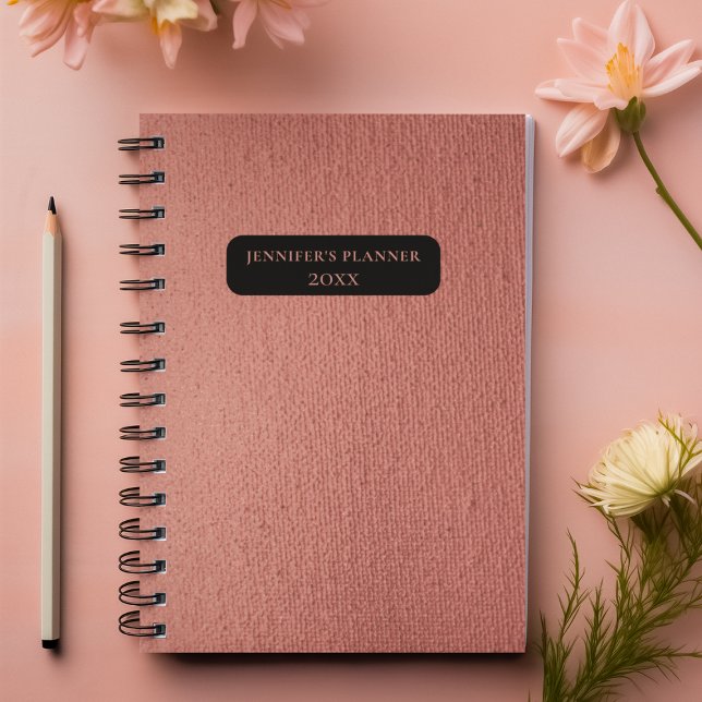 Elegant Girly Rose Gold Pink Leather Monogram Name Planner (Creator Uploaded)