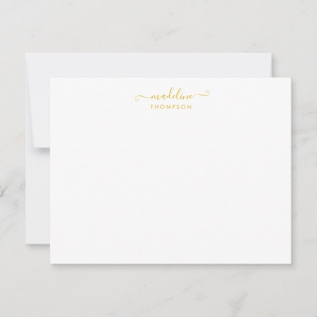 Elegant Girly Script Mustard Yellow Typography Card (Front)