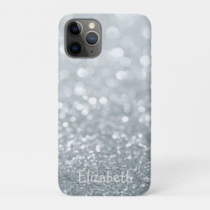 Elegant Girly Silver Glittery Bokeh -Personalised Case-Mate iPhone Case