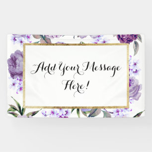 Elegant Girly Violet Lilac Purple Flowers Banner