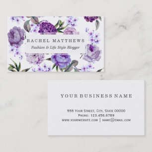 Elegant Girly Violet Lilac Purple Flowers Business Card