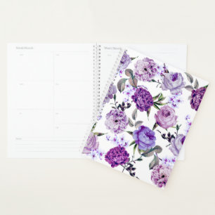 Elegant Girly Violet Lilac Purple Flowers Planner