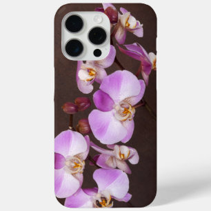 Elegant Girly Violet White Orchid Flowers iPhone 15 Pro Max Case