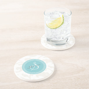 Elegant girly white floral pattern monogram coaster