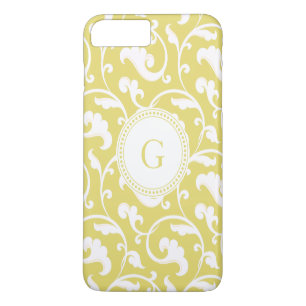 Elegant girly yellow floral pattern monogram Case-Mate iPhone case