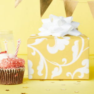 Elegant girly yellow floral pattern monogram wrapping paper