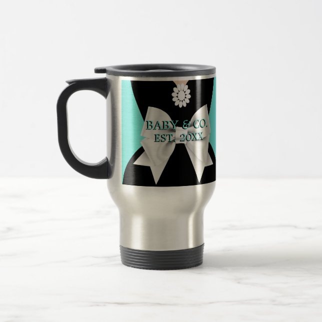 Elegant Glam Aqua Baby & Co Pregnancy Mummy to Be Travel Mug (Left)