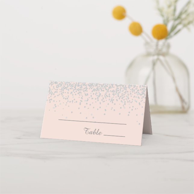 Elegant Glam Blush Pink Silver Glitter Birthday  Place Card (Front)