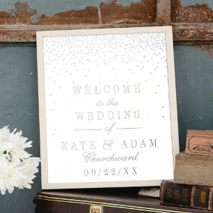 Elegant Glam Confetti Real Foil Wedding Sign