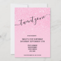 Elegant Glam Glitter Pink 21st Birthday