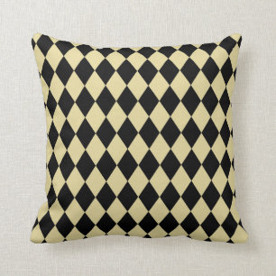 Elegant Glam Gold and Black Harlequin Pattern Cushion