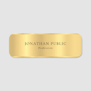 Elegant Glam Gold Look Modern Minimalist Design Name Tag