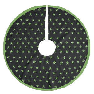 Elegant Glam Green Diamond Stars  Sparkle Gems  Brushed Polyester Tree Skirt