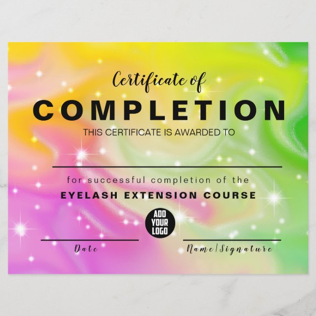 Elegant Glam Iradiscent Certificate of Completion (Front)