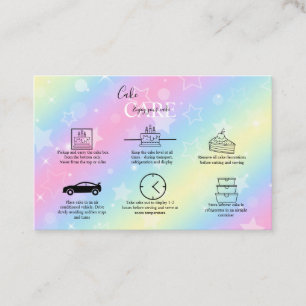 Elegant Glam Iridescent Holographic Cake Care Bus Business Card