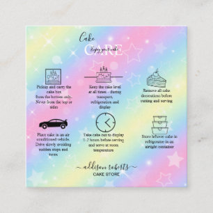 Elegant Glam Iridescent Sparkle Cake Care  Square  Square Business Card