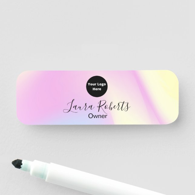 Elegant Glam Iridescent Sparkle Holographic Name Tag (In Situ)