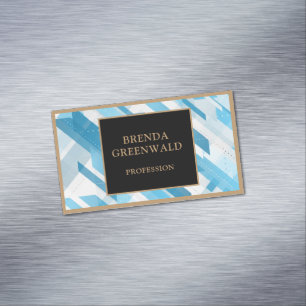 Elegant Glam Liquid Marble Blue Purple Gold Square Magnetic Business Card