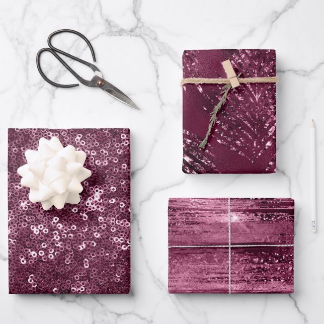Elegant Glam Purple Sparkle Luxury Glitter Wrapping Paper Sheet (Front)