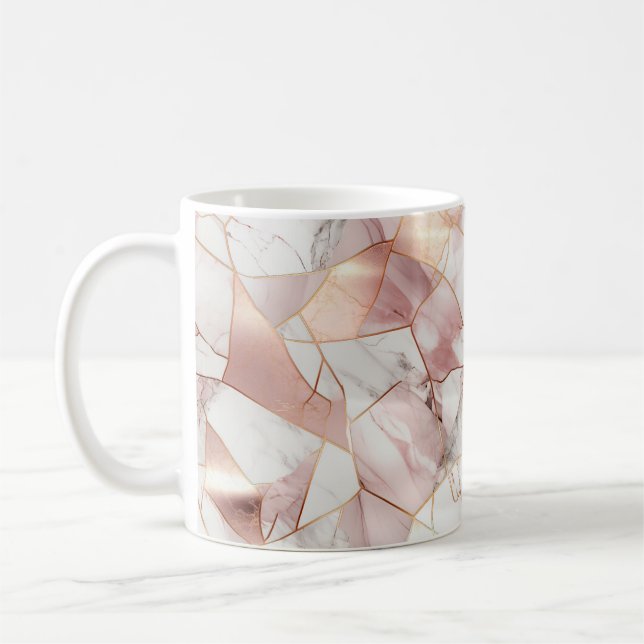 Elegant Glam Rose Gold Agate Marble Pattern  Coffee Mug (Left)