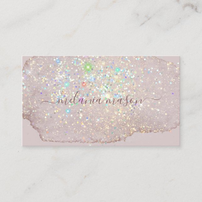 Elegant Glam Rose Gold Glitter Sparkles Pastel Business Card (Front)
