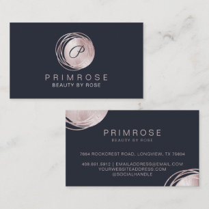 Elegant Glam Rose Gold Luxury Abstract Monogram Business Card