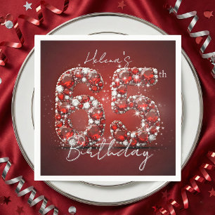 Elegant Glam Ruby Red Gemstones 65th Birthday Napkin