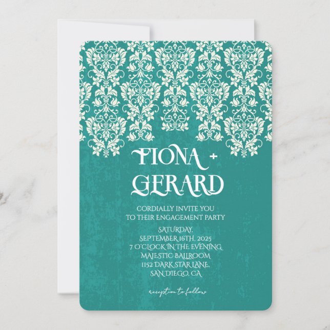 Elegant Glamor Lace Engagement Party Invitation (Front)