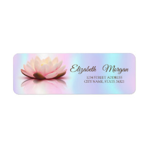 Elegant Glamorous Lotus Holographic Address Label