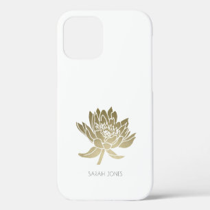 ELEGANT GLAMOROUS PALE GOLD FOIL WHITE LOTUS iPhone 12 CASE