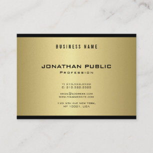 Elegant Glamour Black Gold Cool Modern Plain Luxe Business Card