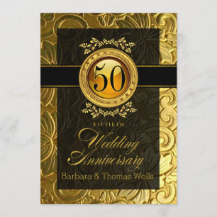 Elegant Glamour Embossed 50th Anniversary Invitation
