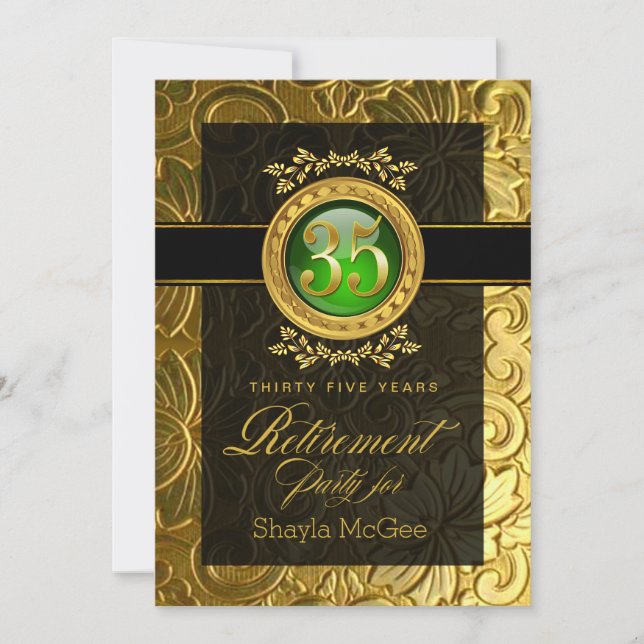 Elegant Glamour Embossed Retirement Party Invitation (Front)