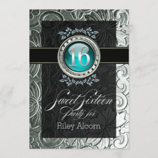 Elegant Glamour Embossed Sweet Sixteen Invitation