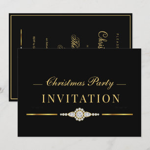 Elegant Glamour Gold Christmas Party Invitation