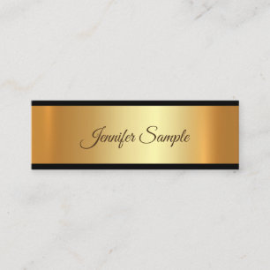 Elegant Glamour Gold Modern Script Plain Luxury Mini Business Card