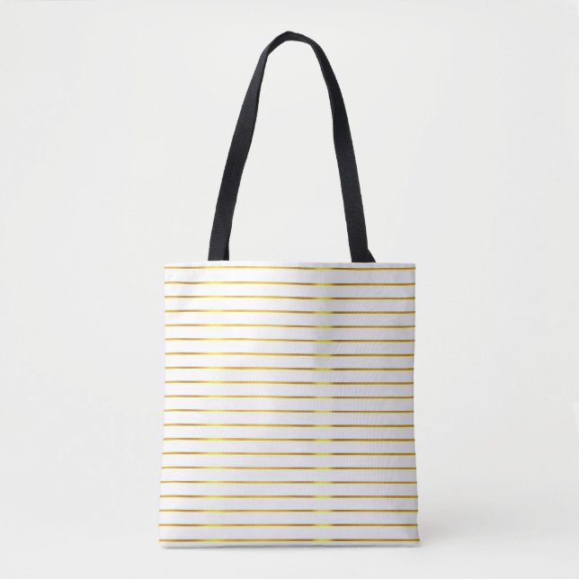 Elegant Glamour Modern Faux Gold Stripes Golden Tote Bag (Front)