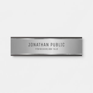 Elegant Glamourous Black And Silver Template Luxur Door Sign