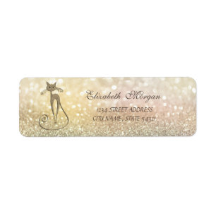 Elegant Glamourous Bokeh ,Cat Address Label
