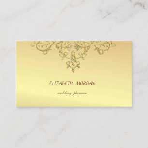Elegant Glamourous  Chic,Faux Gold, Glittery Lace Business Card