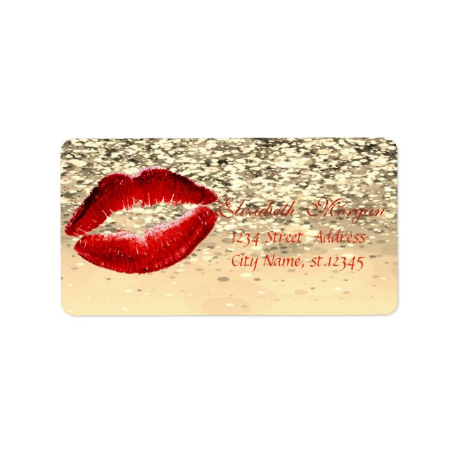 Elegant Glamourous  Chic Glittery Bokeh,Lips Label (Front)