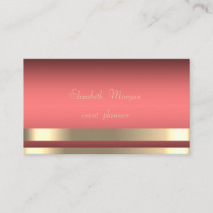 Elegant,Glamourous ,Chic ,Stripes ,Coral Red Business Card